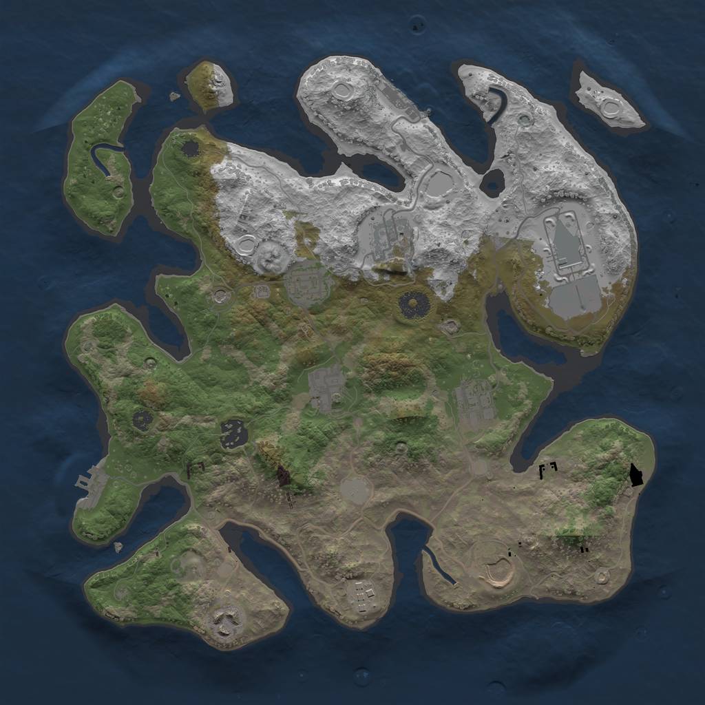Rust Map: Procedural Map, Size: 3550, Seed: 412128, 17 Monuments