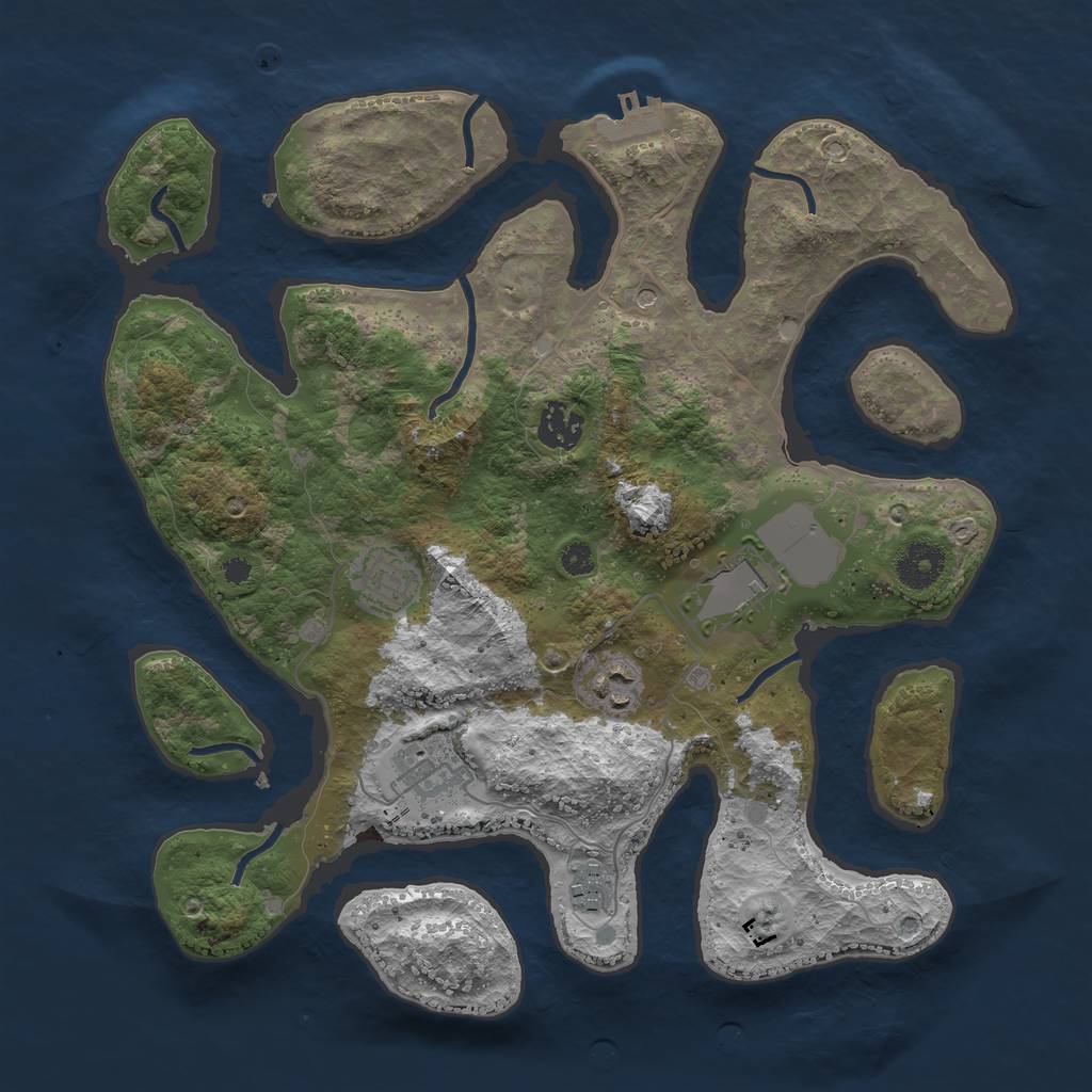 Rust Map: Procedural Map, Size: 3500, Seed: 1000000000, 10 Monuments