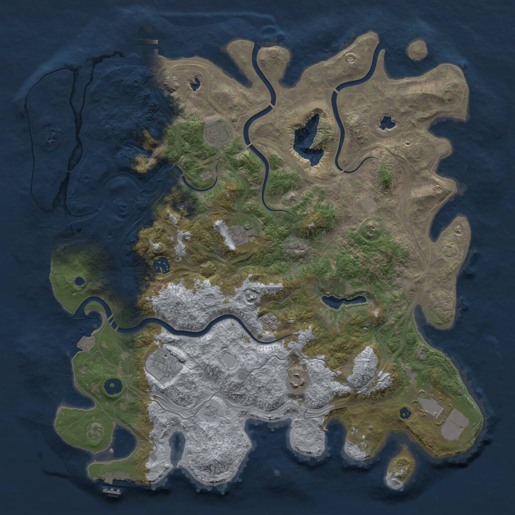 Rust Map: Procedural Map, Size: 4500, Seed: 3410518, 13 Monuments