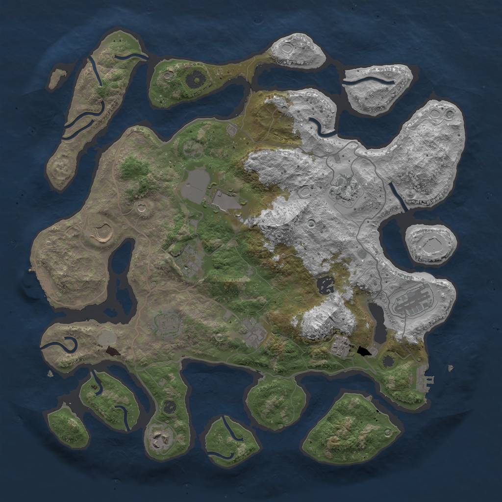Rust Map: Procedural Map, Size: 4000, Seed: 898805, 18 Monuments