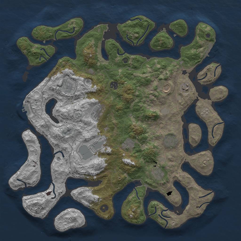 Rust Map: Procedural Map, Size: 4500, Seed: 5349655, 18 Monuments