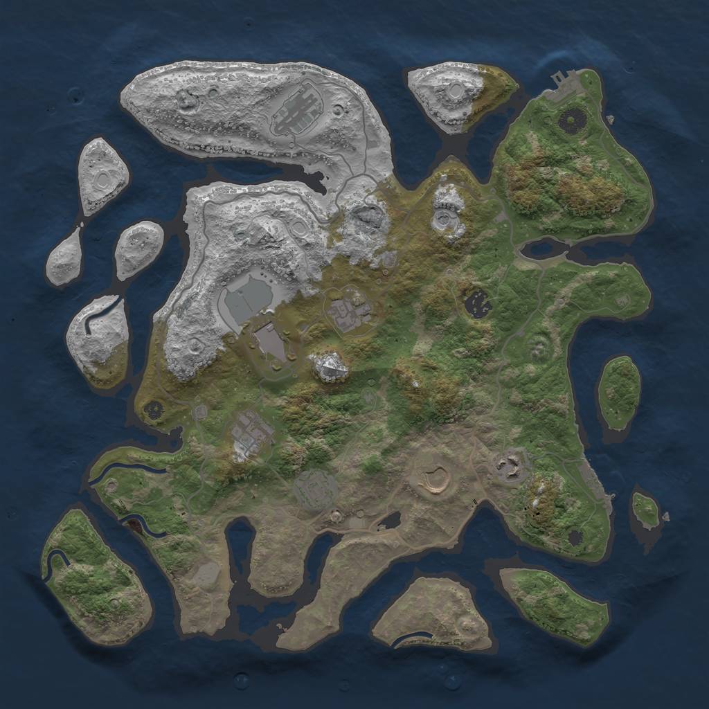 Rust Map: Procedural Map, Size: 4000, Seed: 80568, 16 Monuments