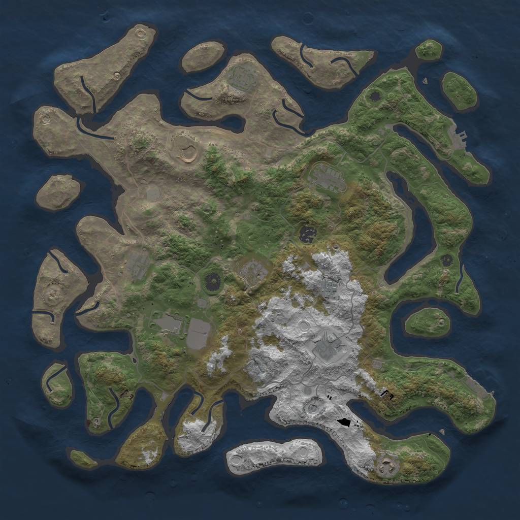 Rust Map: Procedural Map, Size: 4500, Seed: 4700467, 18 Monuments