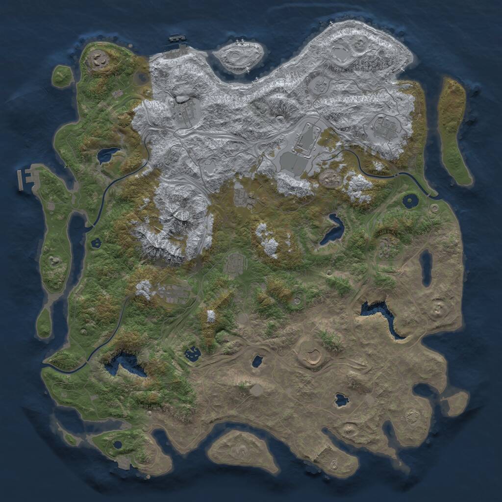 Rust Map: Procedural Map, Size: 5000, Seed: 1607543331, 17 Monuments