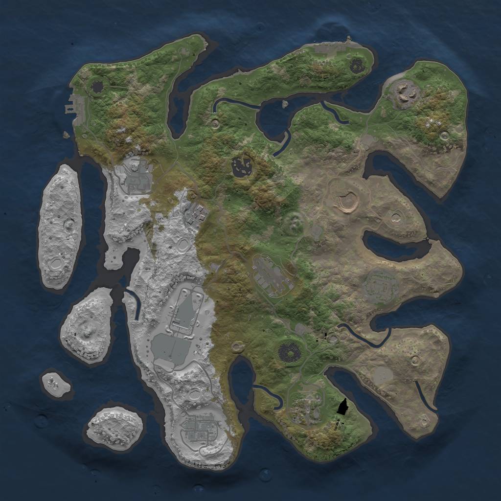 Rust Map: Procedural Map, Size: 3500, Seed: 446135565, 18 Monuments