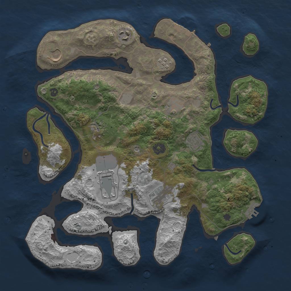 Rust Map: Procedural Map, Size: 3550, Seed: 749565, 16 Monuments