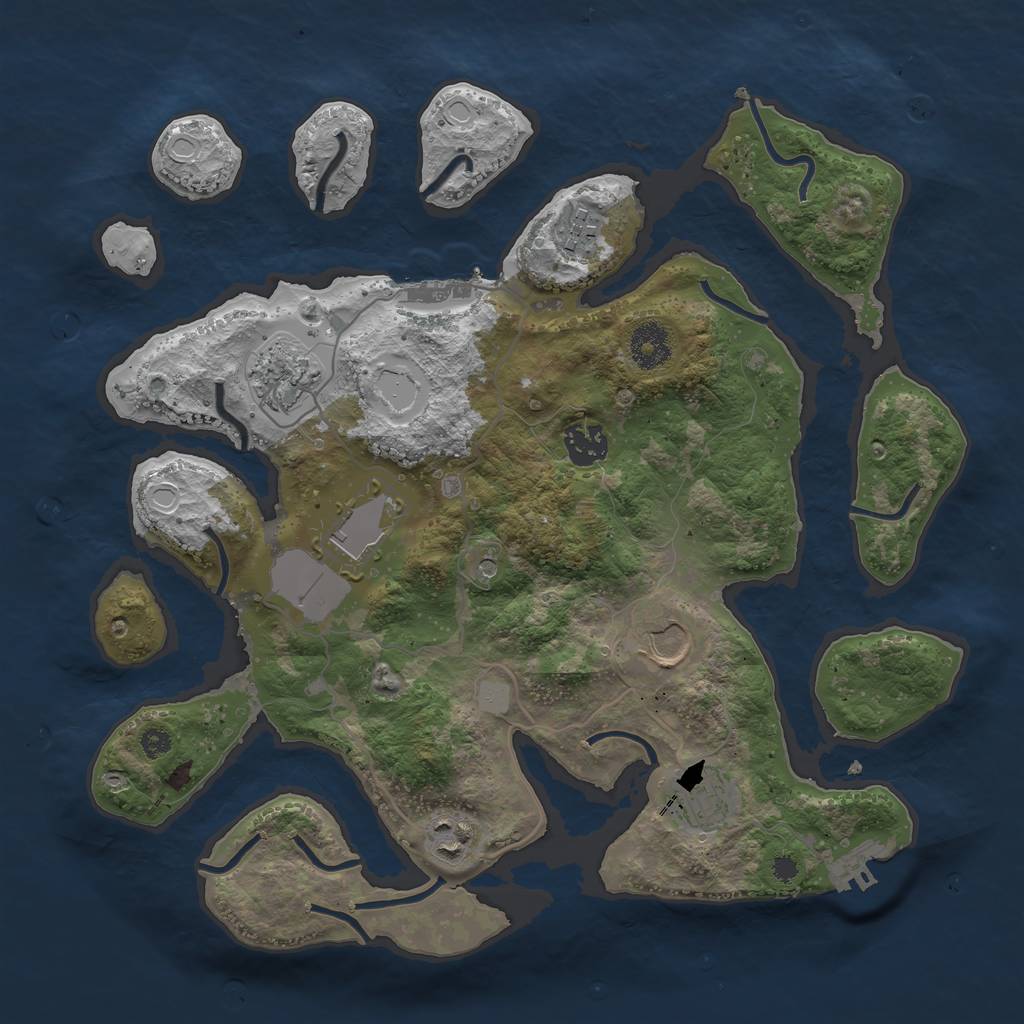 Rust Map: Procedural Map, Size: 3500, Seed: 22934, 15 Monuments