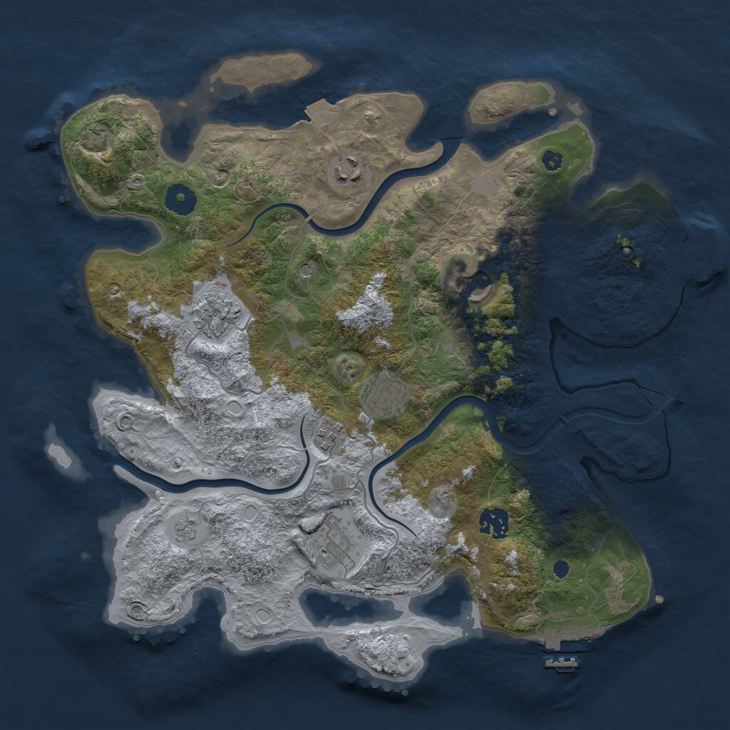 Rust Map: Procedural Map, Size: 3550, Seed: 175370, 13 Monuments