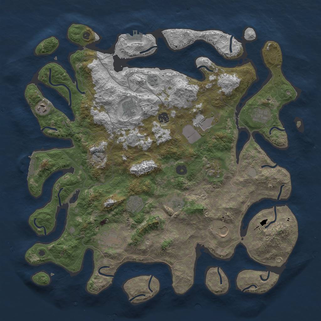 Rust Map: Procedural Map, Size: 4500, Seed: 5633999, 19 Monuments