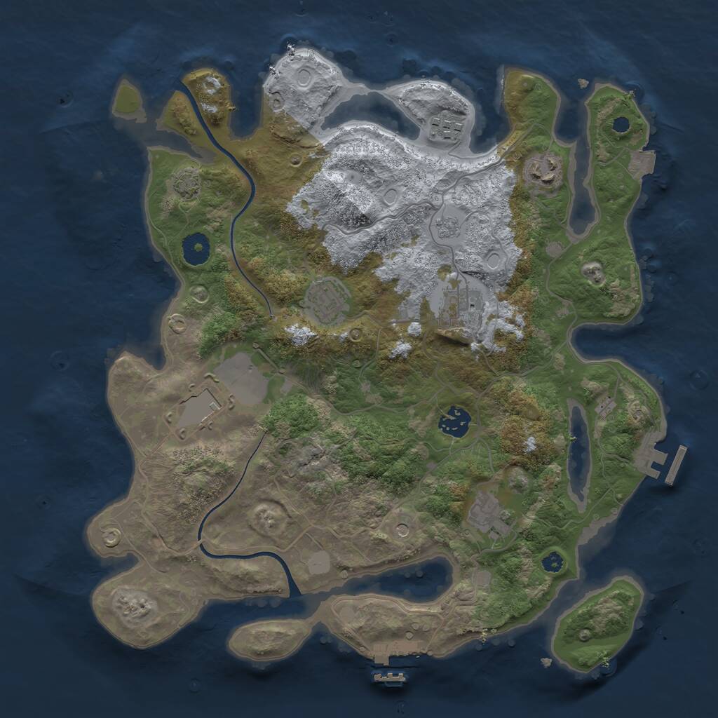 Rust Map: Procedural Map, Size: 3550, Seed: 804082, 13 Monuments