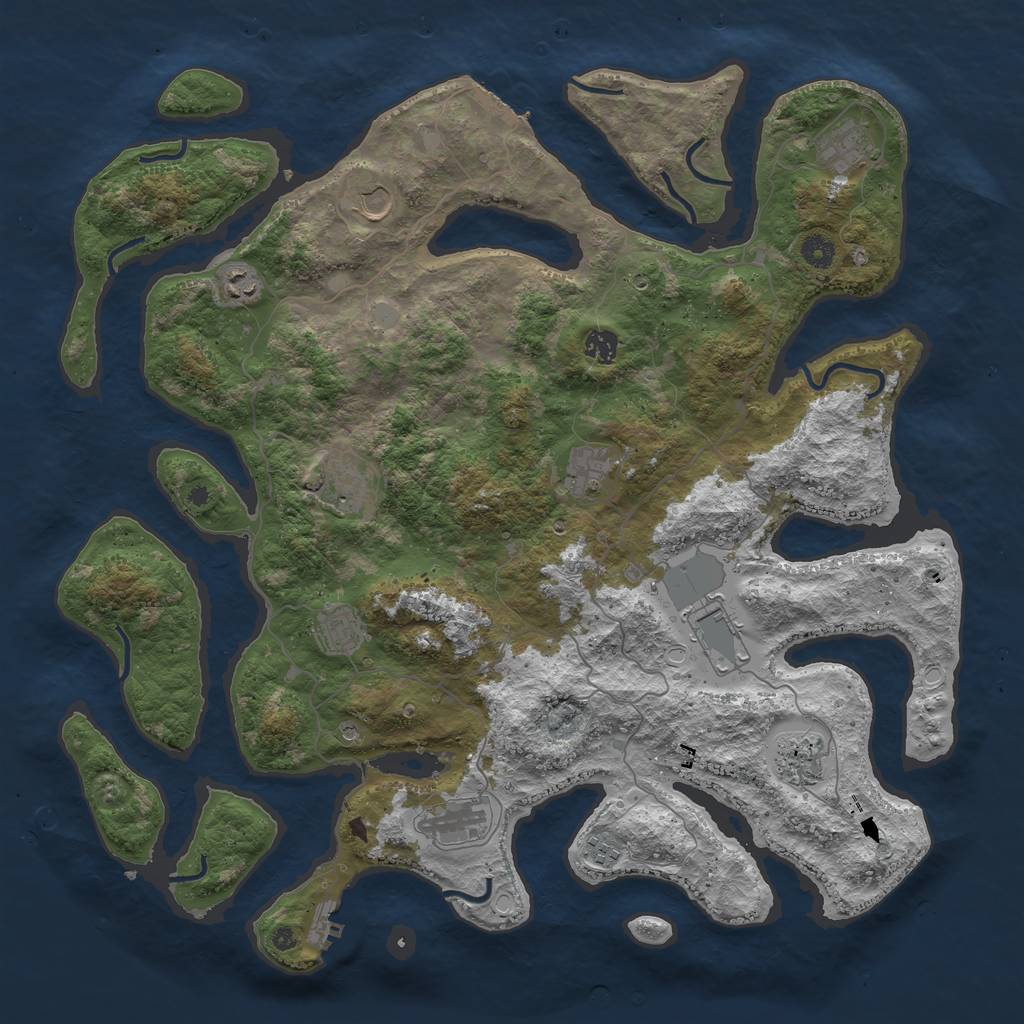 Rust Map: Procedural Map, Size: 4500, Seed: 6300120, 19 Monuments