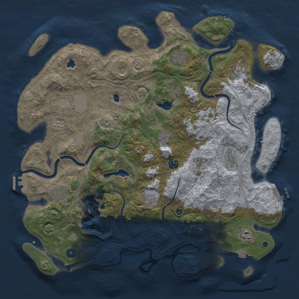 Rust Map: Procedural Map, Size: 4500, Seed: 3770133, 17 Monuments