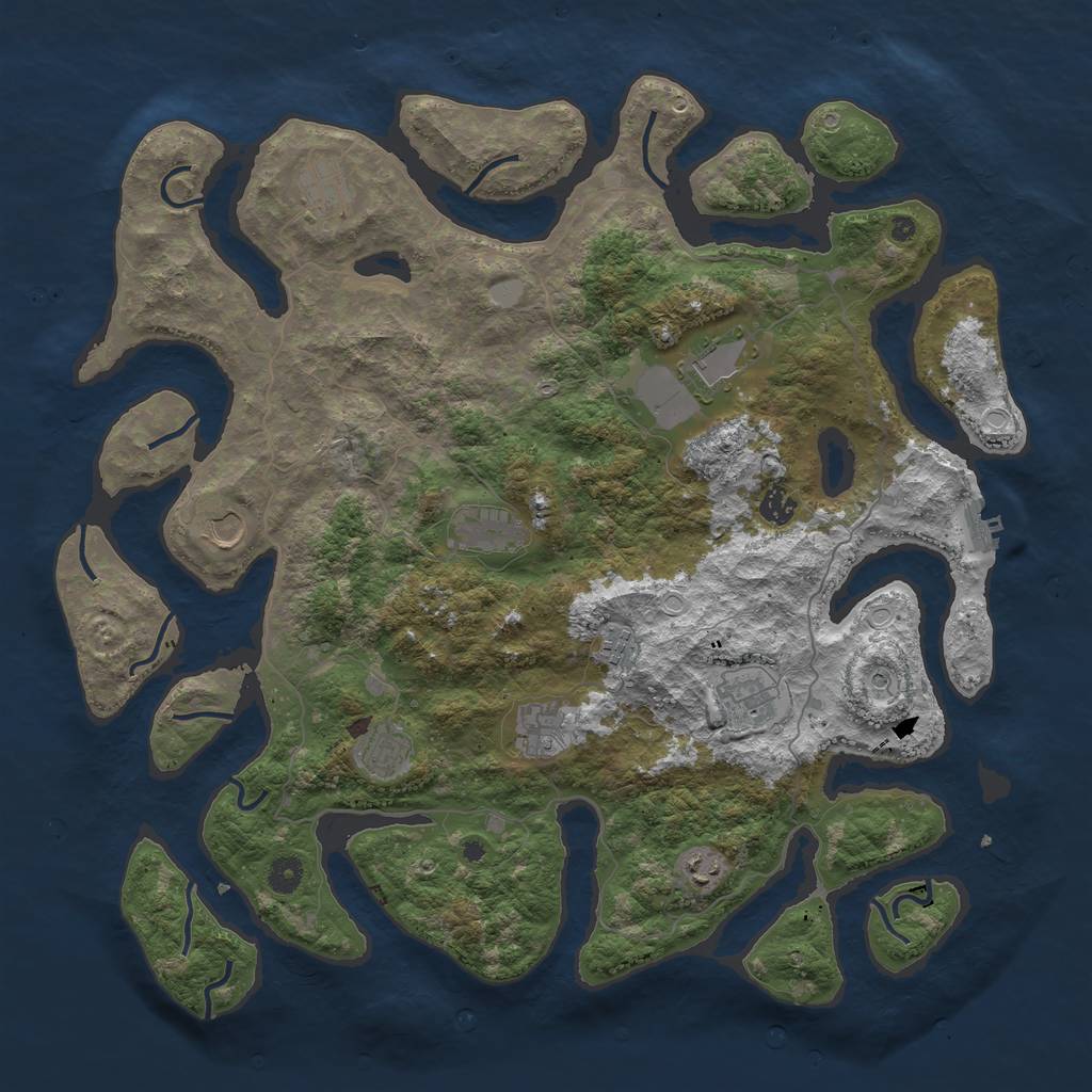 Rust Map: Procedural Map, Size: 4500, Seed: 3435829, 17 Monuments