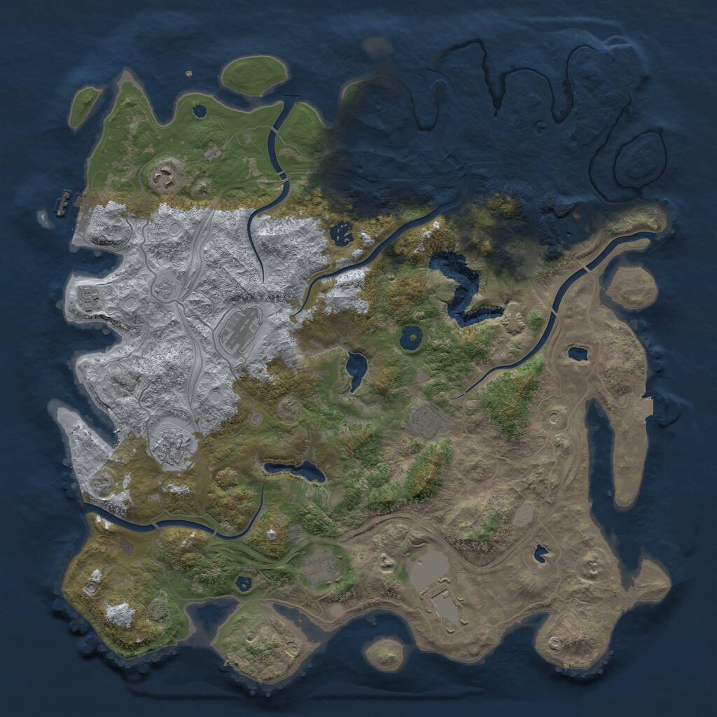 Rust Map: Procedural Map, Size: 4500, Seed: 600757, 15 Monuments