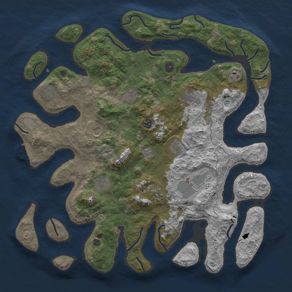 Rust Map: Procedural Map, Size: 4500, Seed: 1358293, 18 Monuments