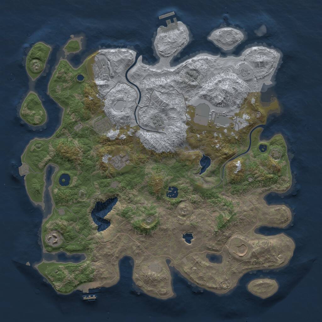 Rust Map: Procedural Map, Size: 4000, Seed: 119655, 14 Monuments