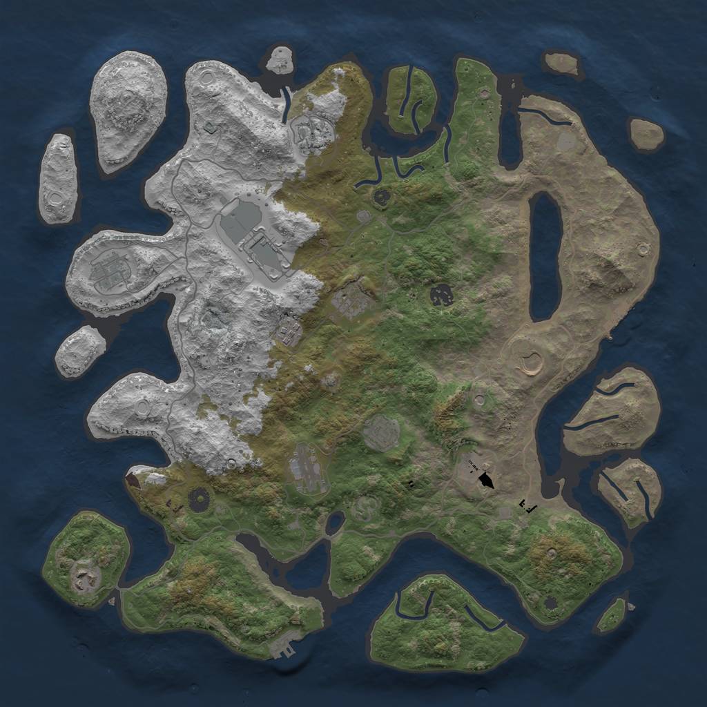 Rust Map: Procedural Map, Size: 4500, Seed: 4041687, 19 Monuments