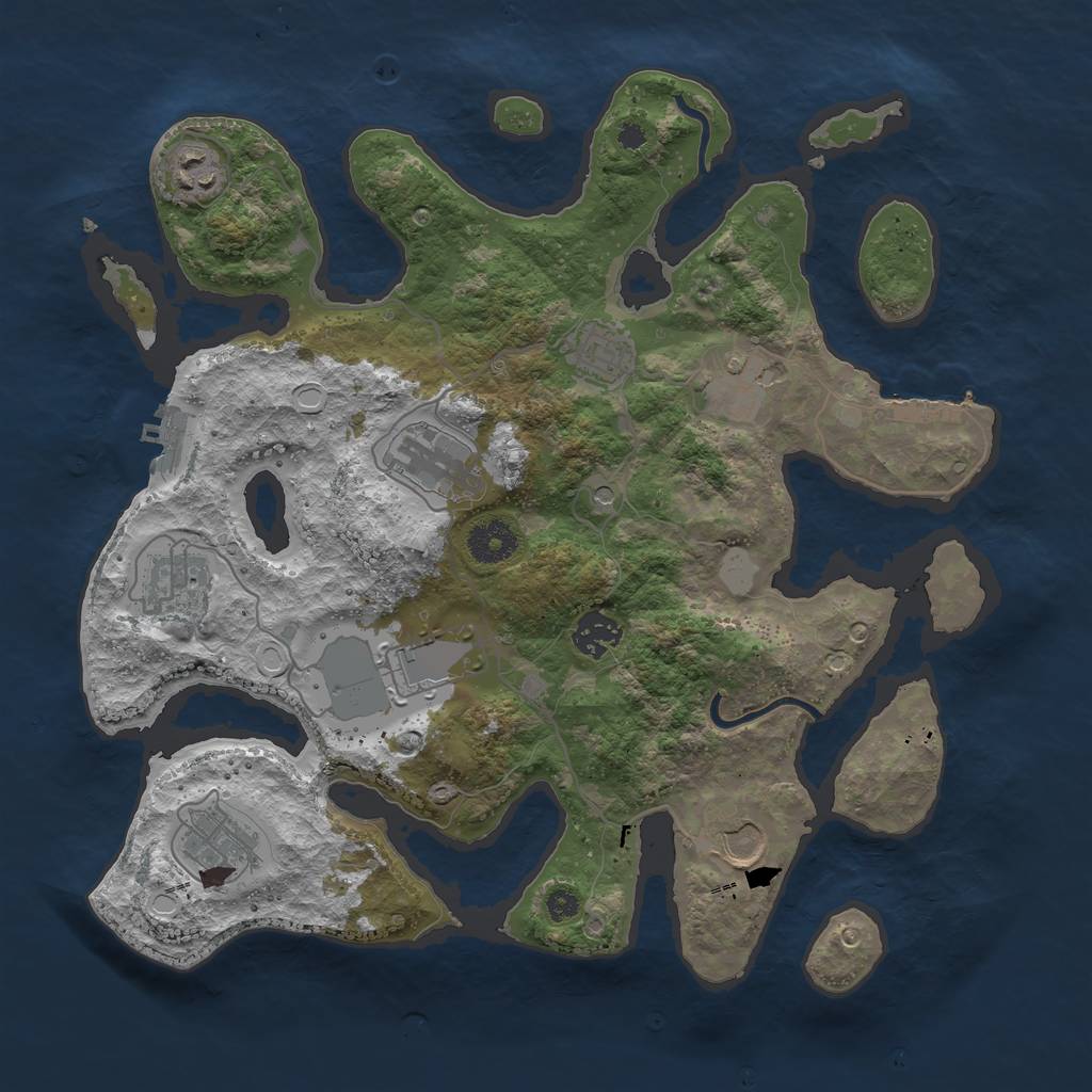 Rust Map: Procedural Map, Size: 3550, Seed: 41649, 17 Monuments