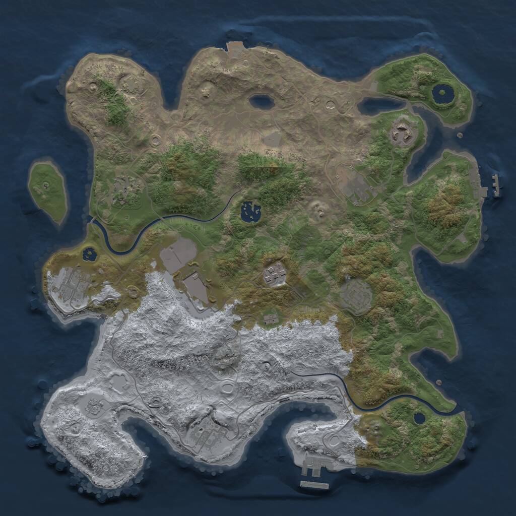 Rust Map: Procedural Map, Size: 3650, Seed: 2147483647, 15 Monuments