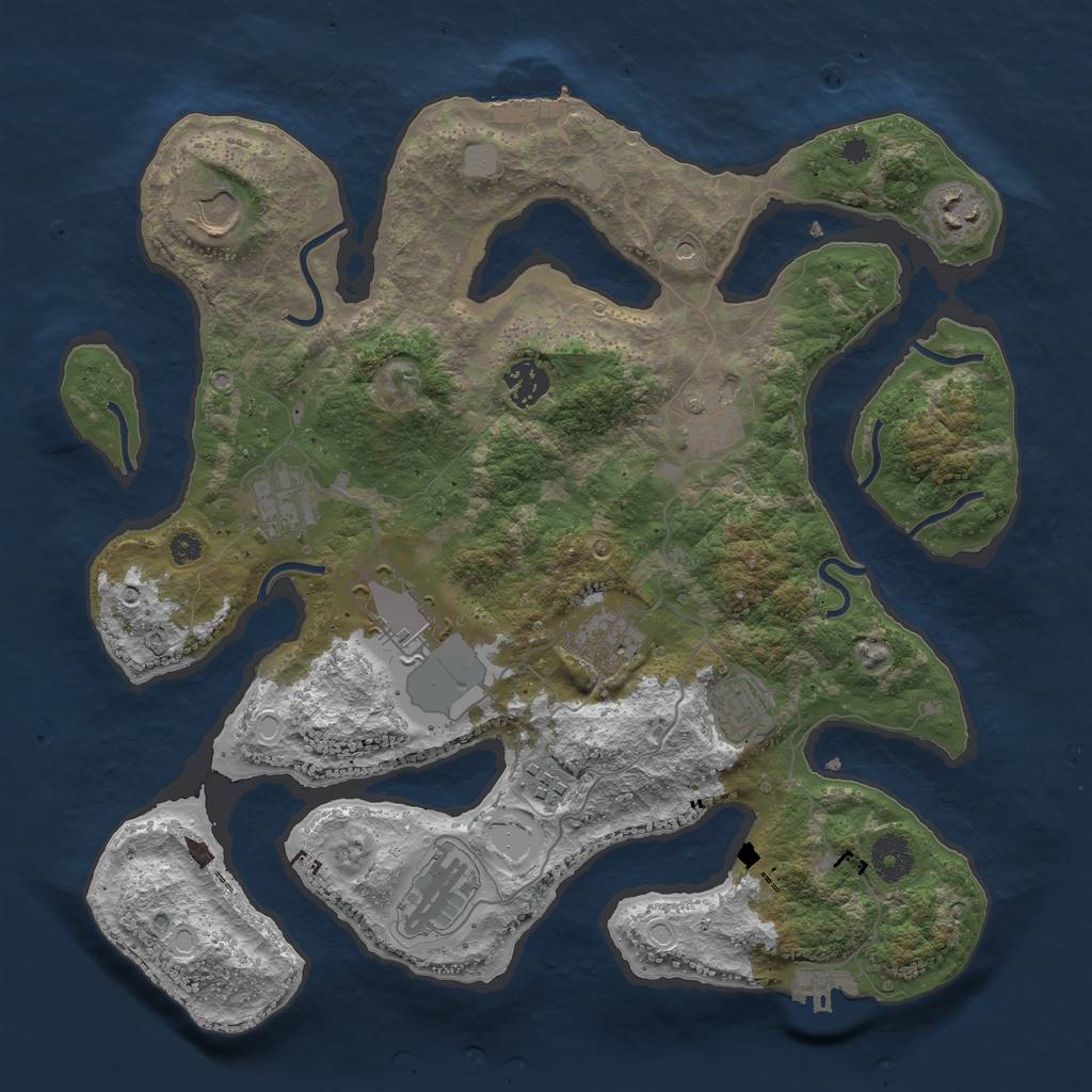 Rust Map: Procedural Map, Size: 3650, Seed: 2147483647, 18 Monuments