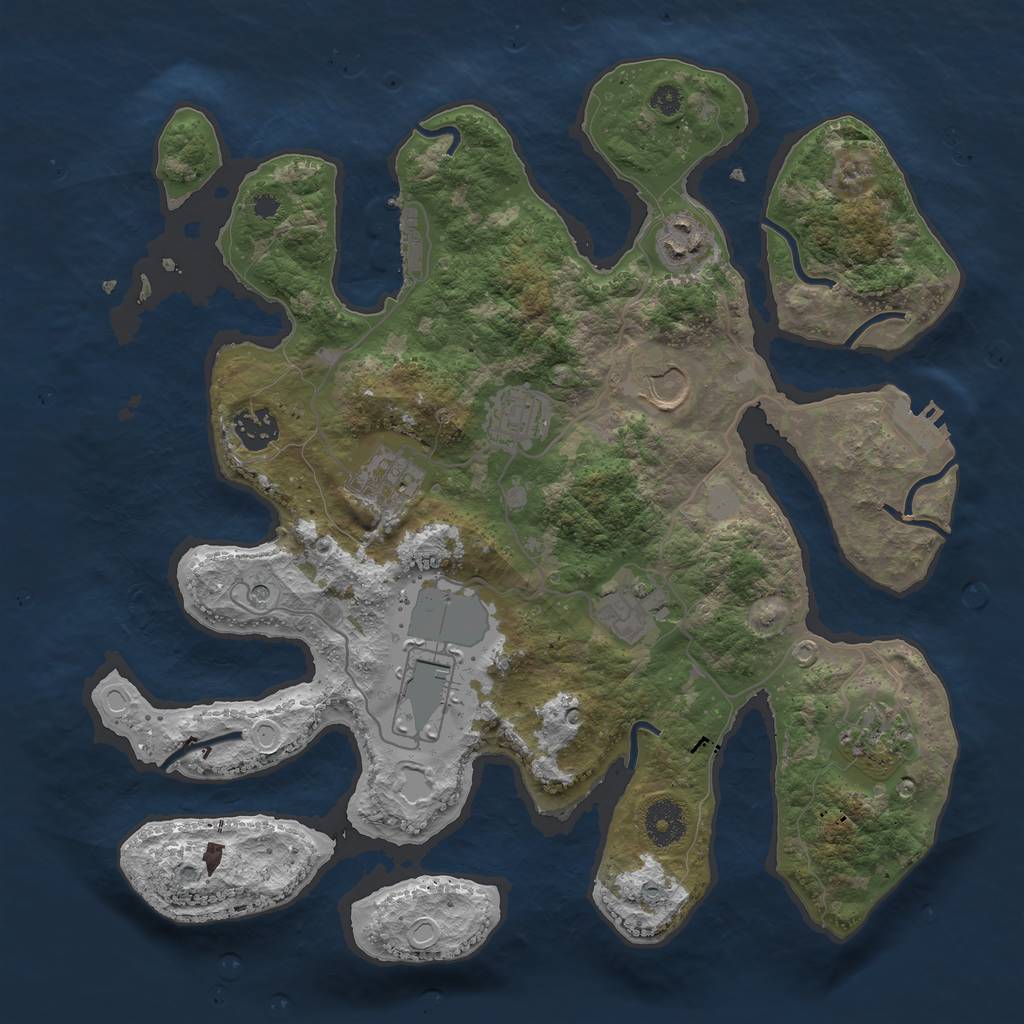 Rust Map: Procedural Map, Size: 3550, Seed: 358139, 16 Monuments