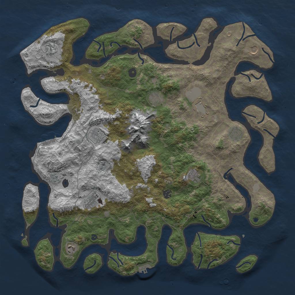Rust Map: Procedural Map, Size: 5000, Seed: 66666, 19 Monuments