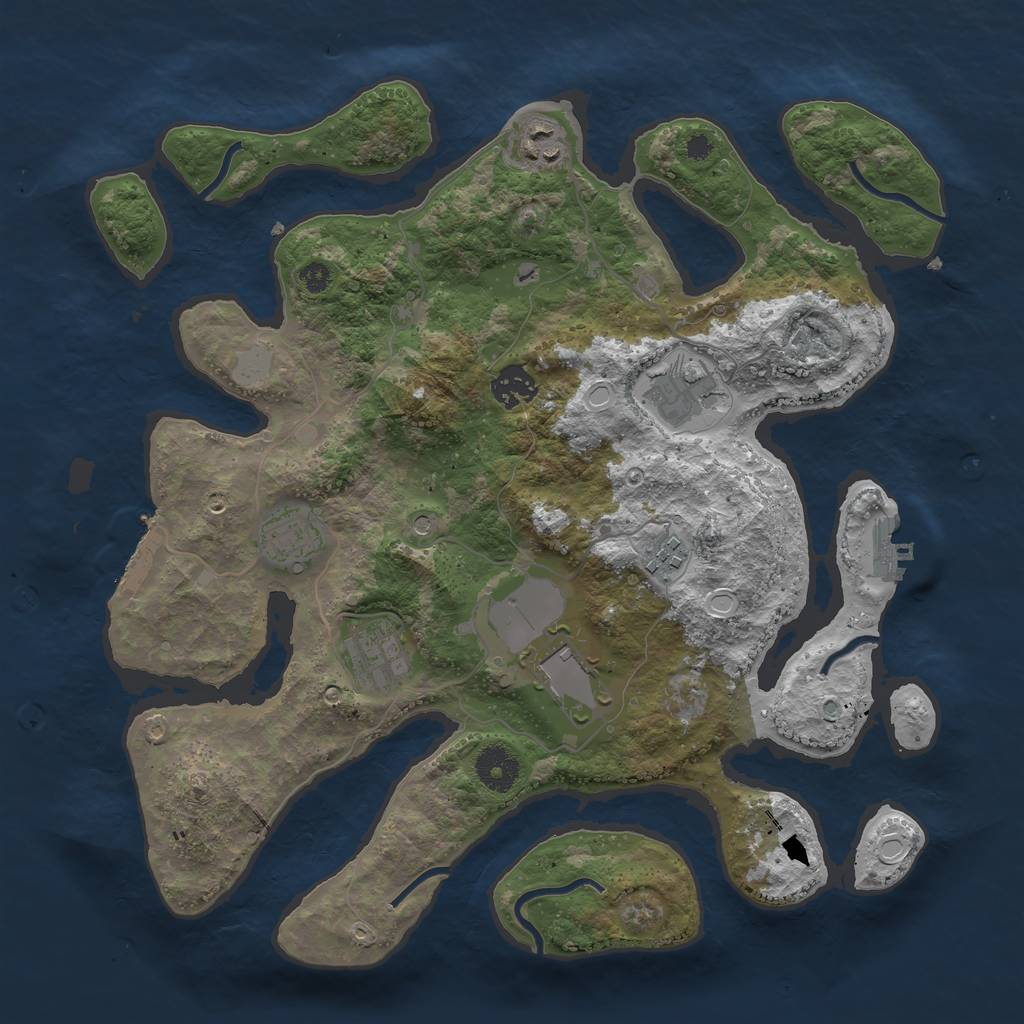 Rust Map: Procedural Map, Size: 3550, Seed: 442061, 15 Monuments
