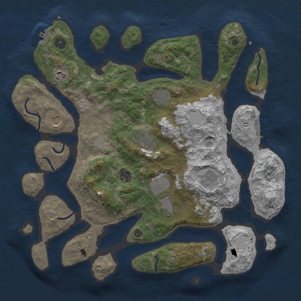 Rust Map: Procedural Map, Size: 4000, Seed: 910250, 16 Monuments