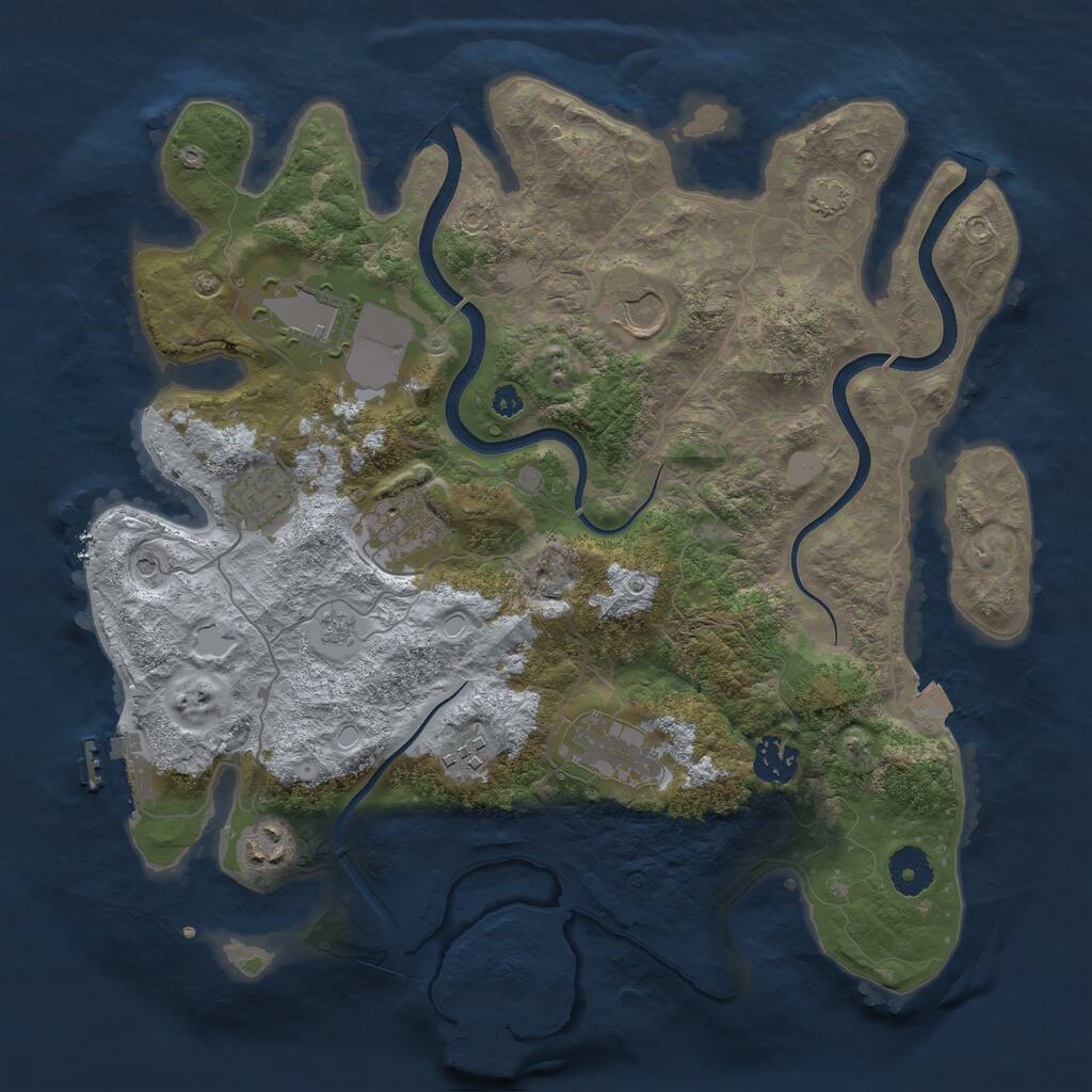 Rust Map: Procedural Map, Size: 3550, Seed: 500961, 14 Monuments
