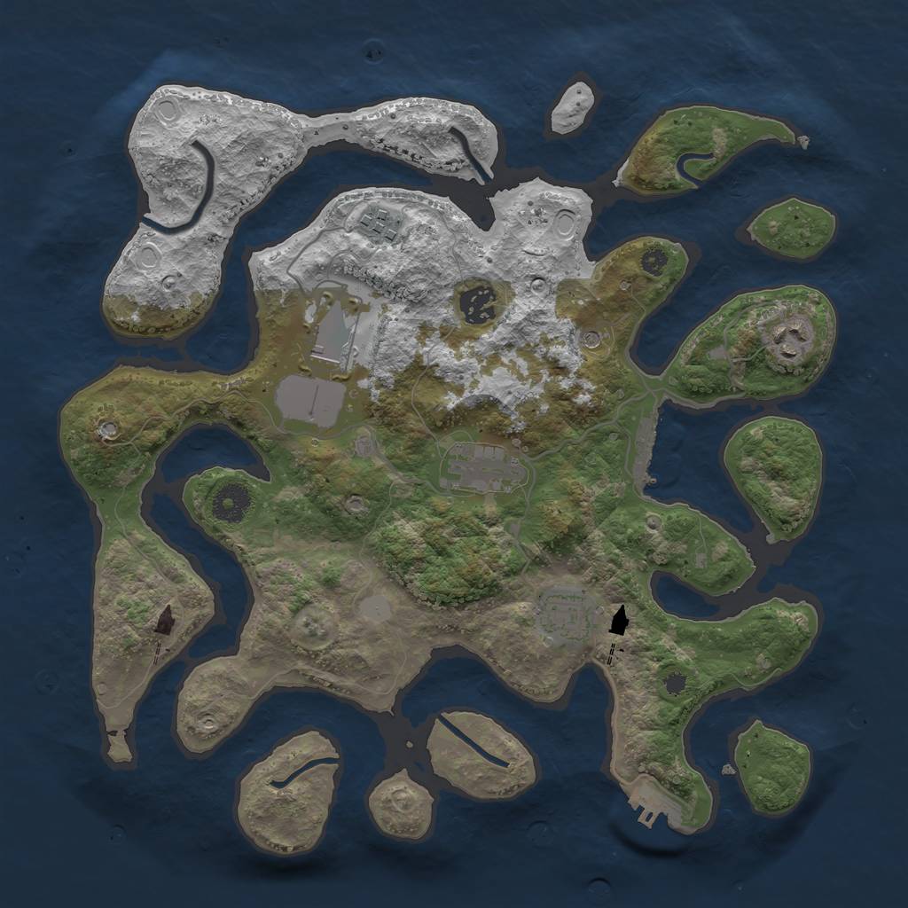 Rust Map: Procedural Map, Size: 3550, Seed: 888227, 14 Monuments