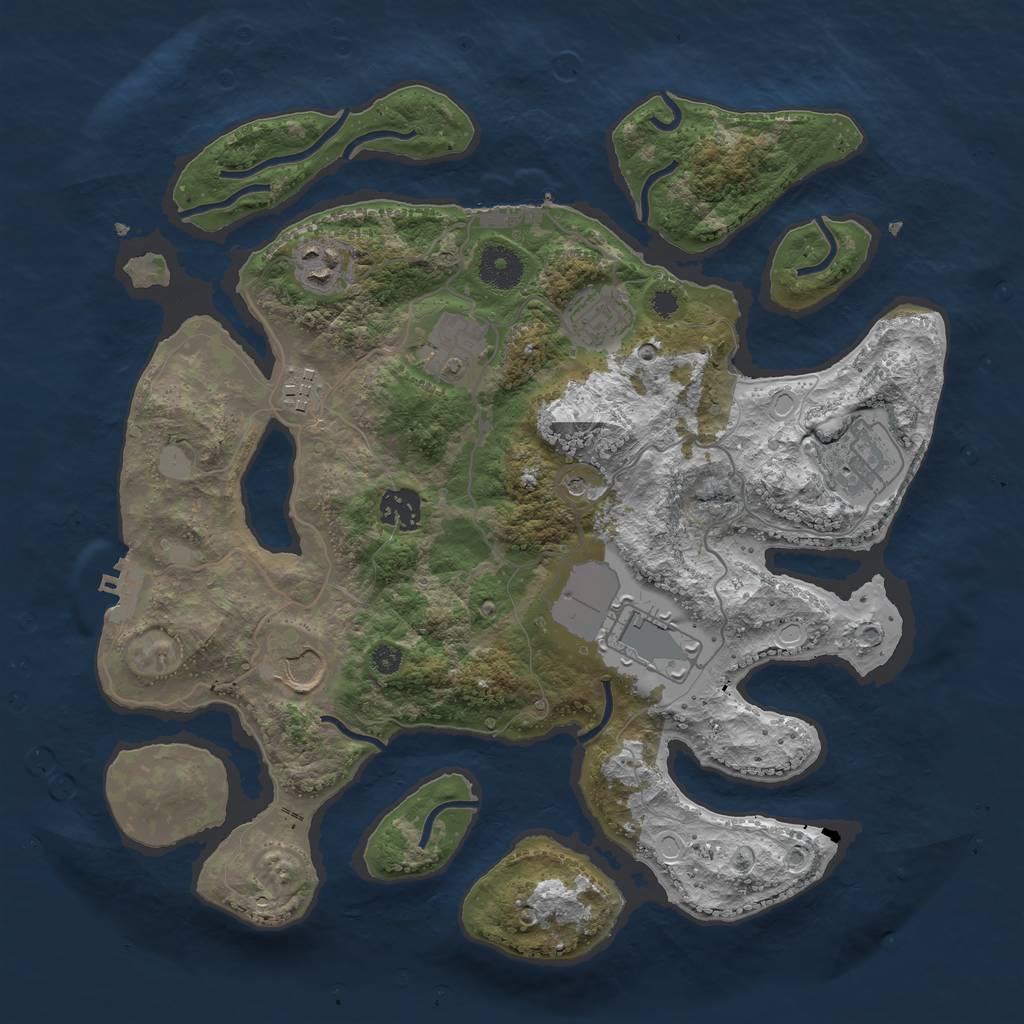 Rust Map: Procedural Map, Size: 3550, Seed: 993778, 16 Monuments