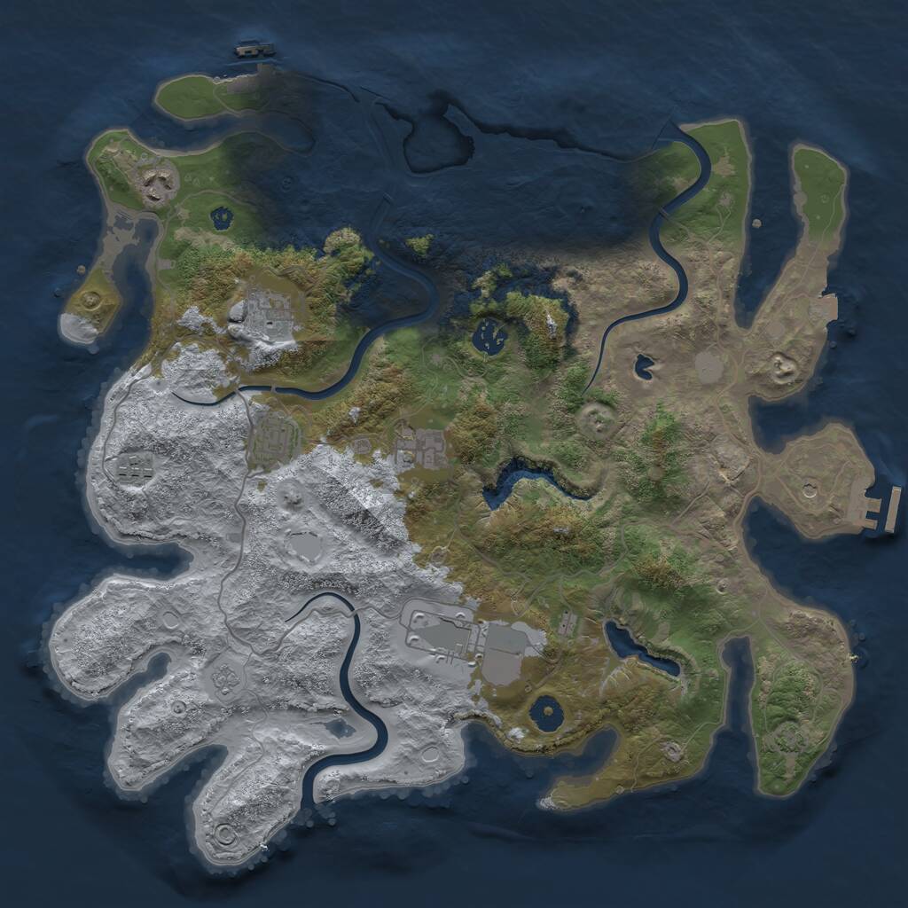 Rust Map: Procedural Map, Size: 4000, Seed: 103406436, 13 Monuments