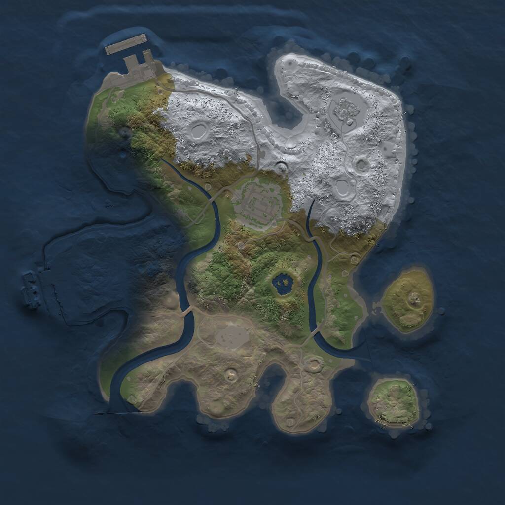 Rust Map: Procedural Map, Size: 2400, Seed: 36542, 5 Monuments