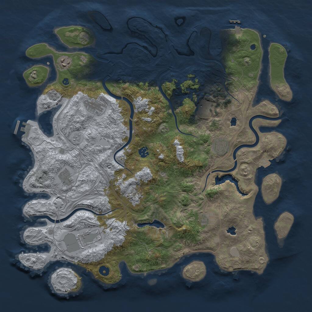 Rust Map: Procedural Map, Size: 4500, Seed: 1800688, 16 Monuments