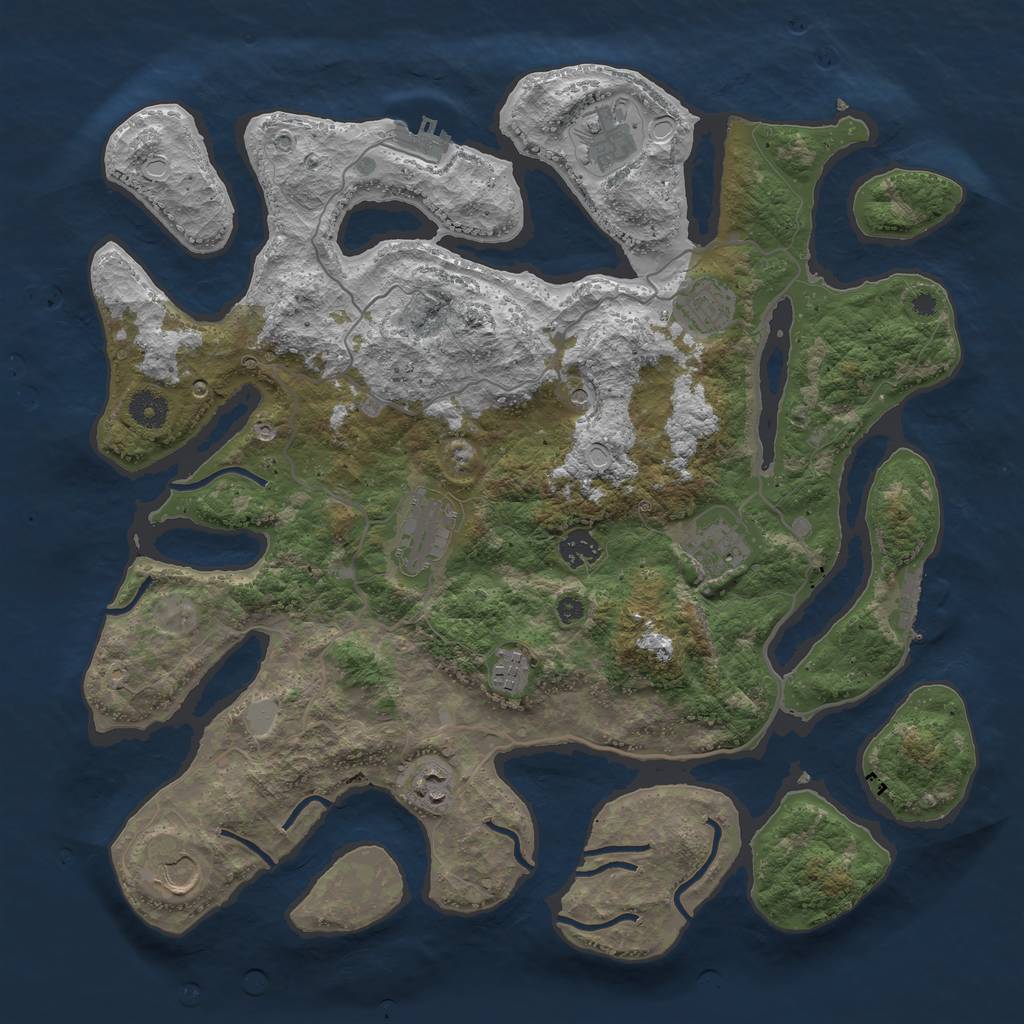Rust Map: Procedural Map, Size: 4000, Seed: 762016, 16 Monuments