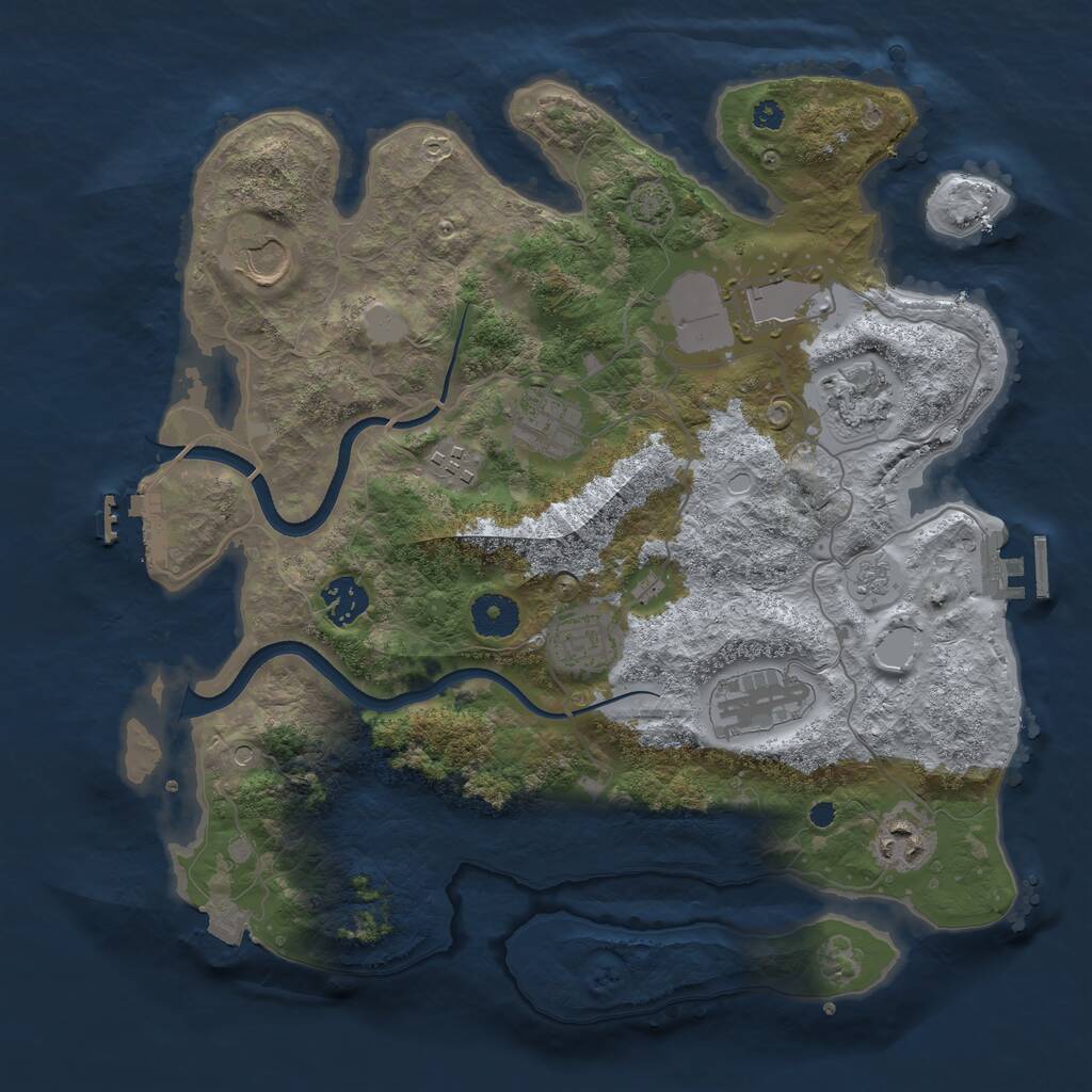 Rust Map: Procedural Map, Size: 3550, Seed: 659122, 15 Monuments