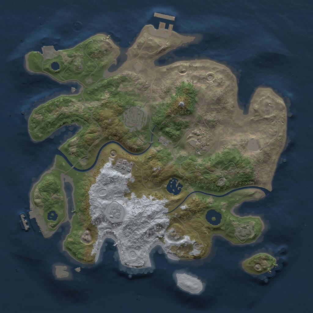 Rust Map: Procedural Map, Size: 3000, Seed: 745034501, 9 Monuments