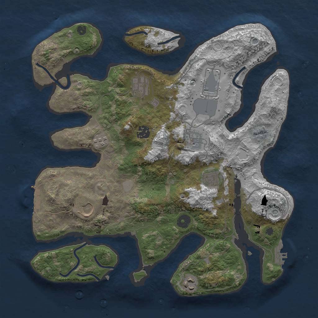 Rust Map: Procedural Map, Size: 3550, Seed: 710074, 16 Monuments