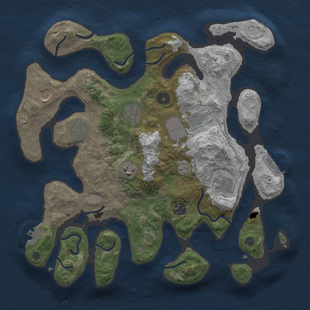 Rust Map: Procedural Map, Size: 3550, Seed: 912450, 15 Monuments