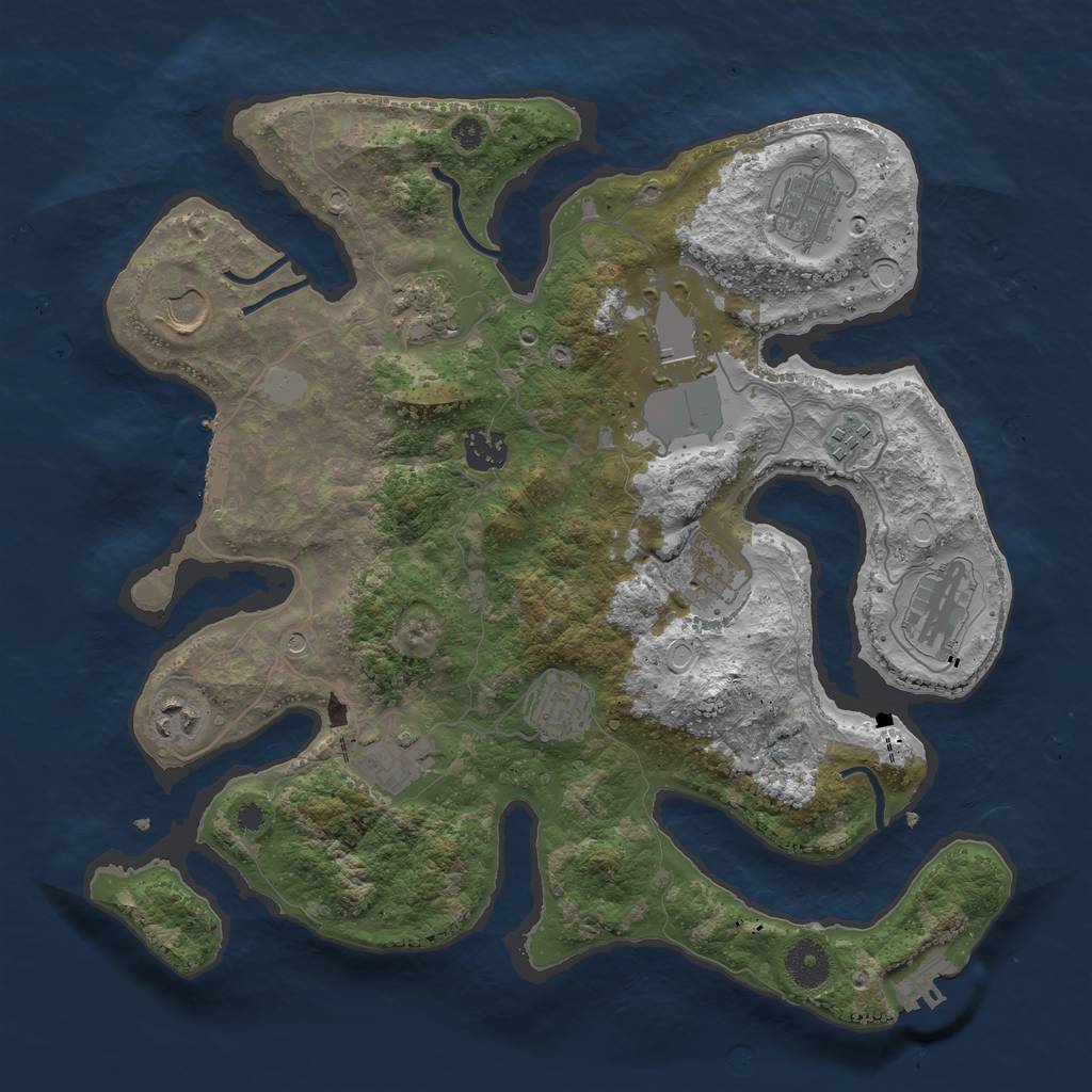 Rust Map: Procedural Map, Size: 3650, Seed: 809601856, 19 Monuments