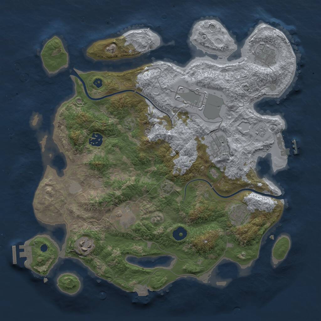 Rust Map: Procedural Map, Size: 3550, Seed: 580185, 13 Monuments