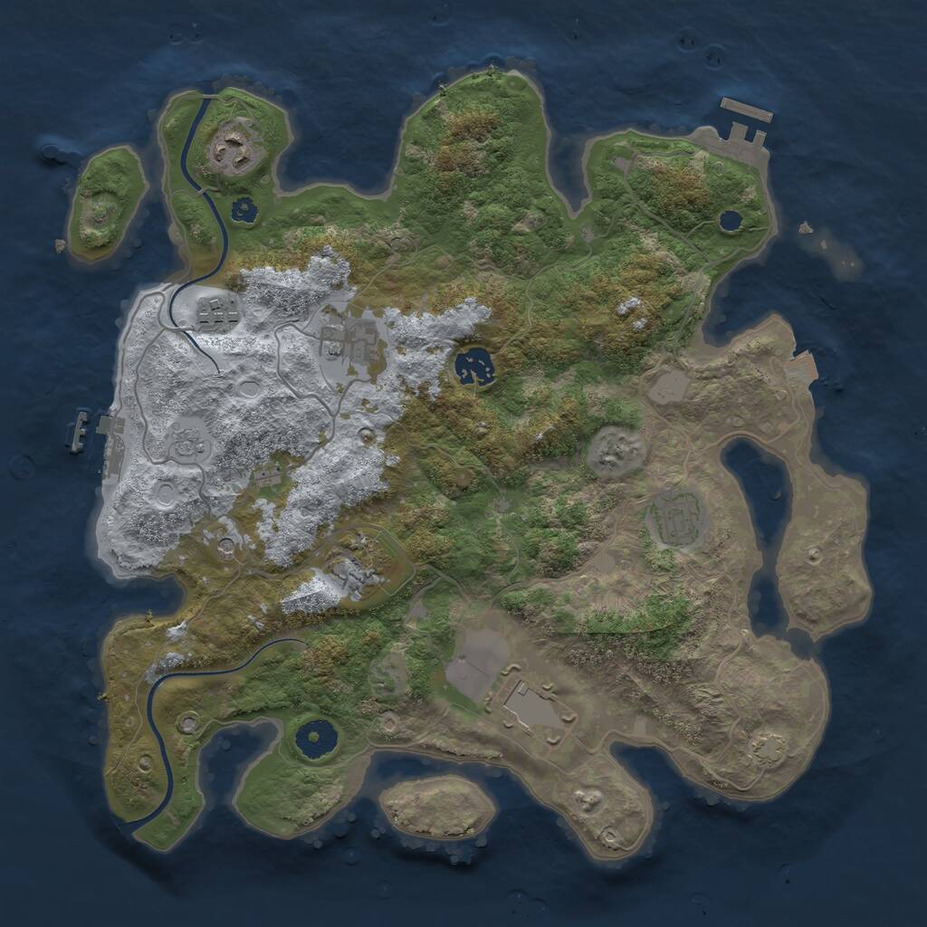 Rust Map: Procedural Map, Size: 3550, Seed: 587620, 13 Monuments