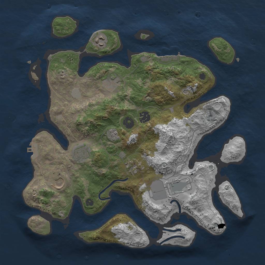 Rust Map: Procedural Map, Size: 3500, Seed: 65950134, 16 Monuments