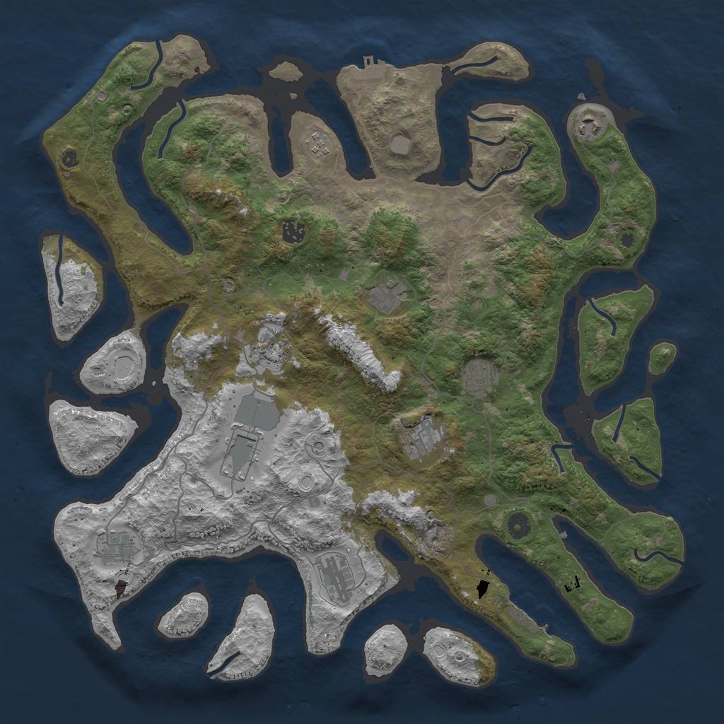 Rust Map: Procedural Map, Size: 4500, Seed: 1686305, 18 Monuments