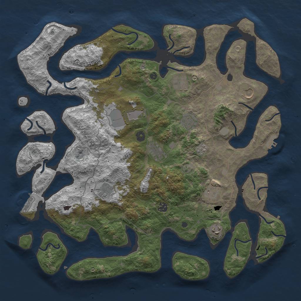 Rust Map: Procedural Map, Size: 4500, Seed: 69585, 18 Monuments