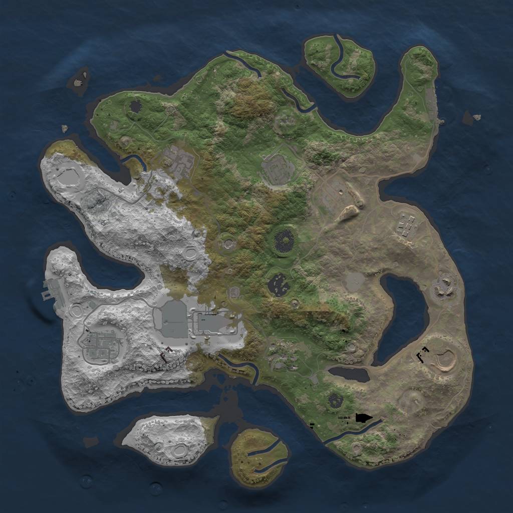 Rust Map: Procedural Map, Size: 3550, Seed: 23494, 18 Monuments