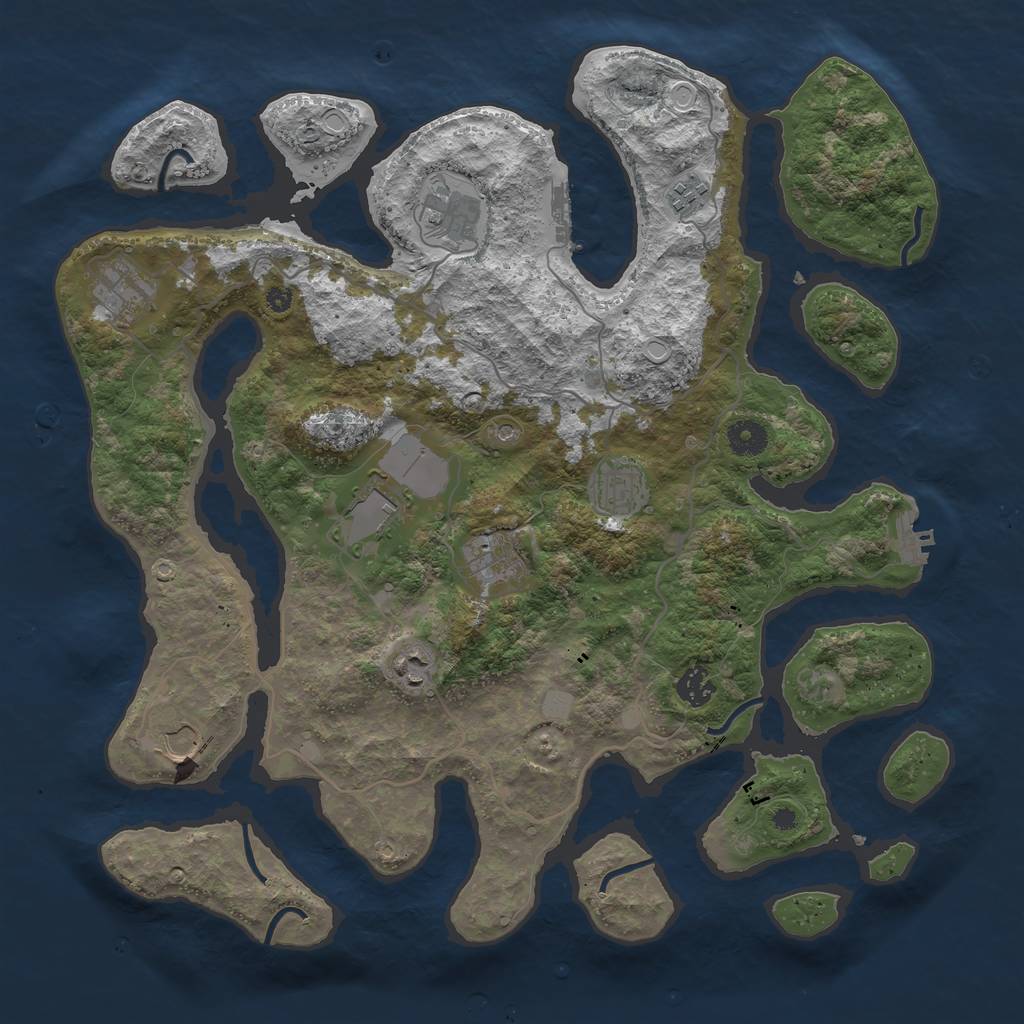 Rust Map: Procedural Map, Size: 4000, Seed: 1439311310, 17 Monuments