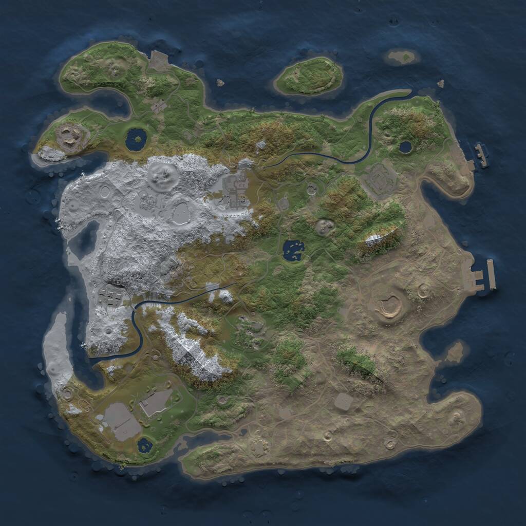 Rust Map: Procedural Map, Size: 3550, Seed: 454398, 14 Monuments
