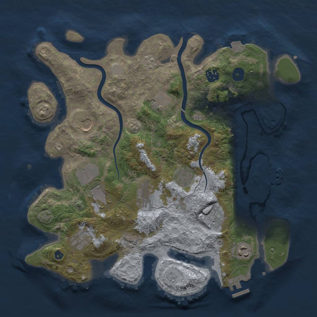 Rust Map: Procedural Map, Size: 3600, Seed: 624162126, 16 Monuments