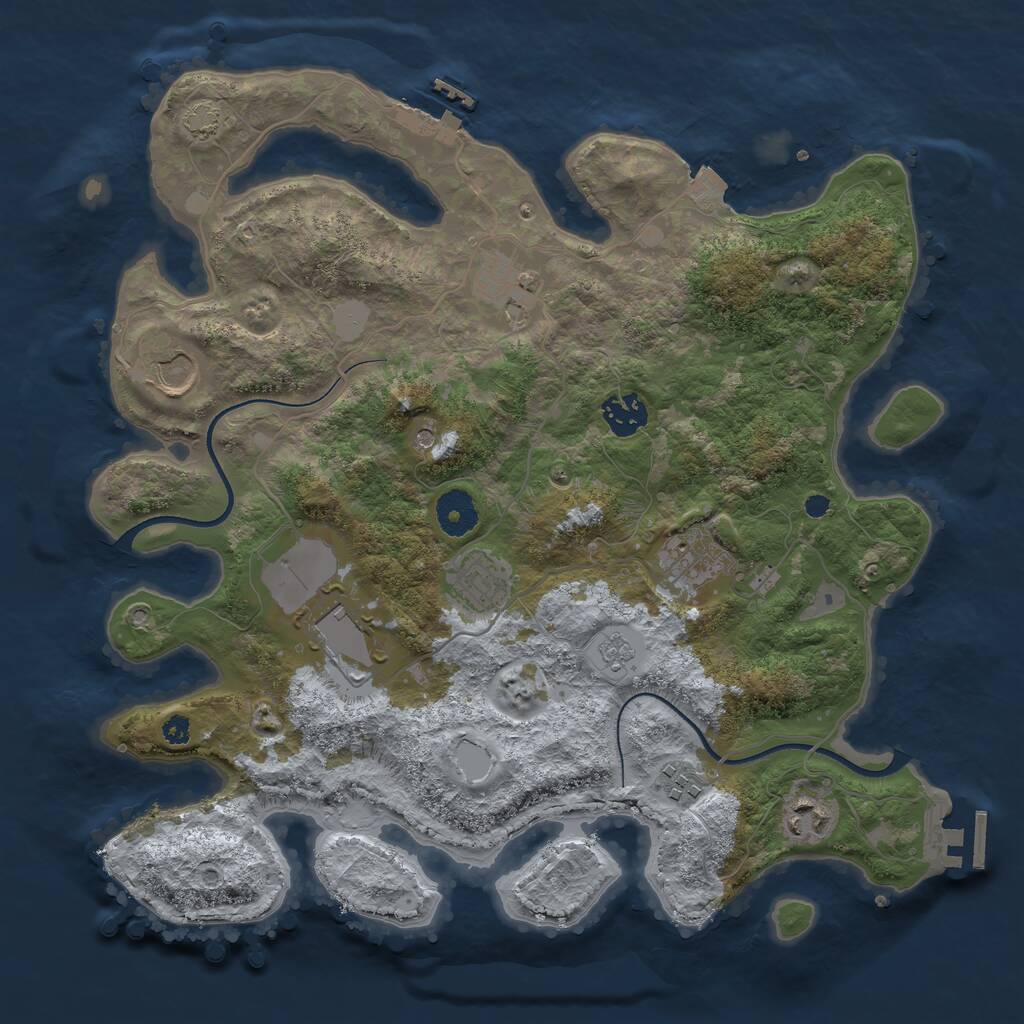 Rust Map: Procedural Map, Size: 3550, Seed: 677873, 14 Monuments